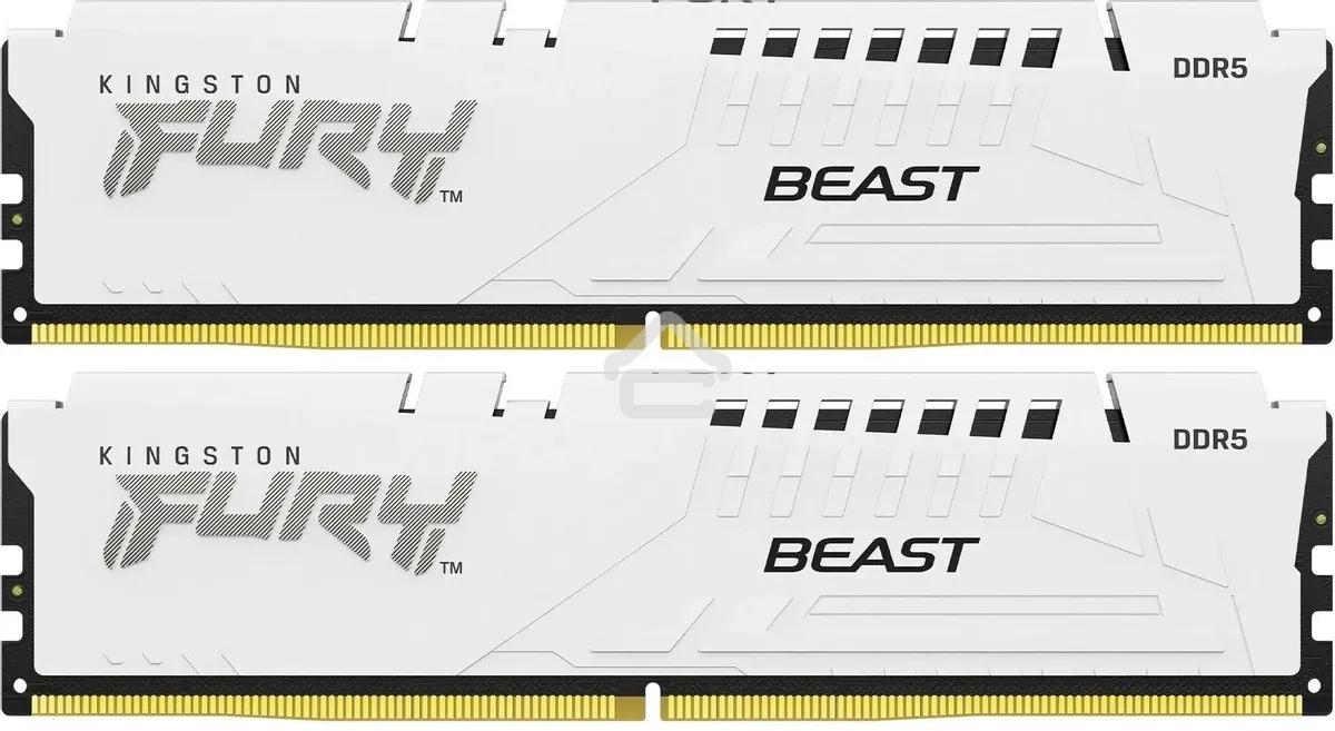 Оперативная память Kingston Fury Beast, DDR5, 64Gb (2x32Gb), 5600MHz, CL40, DIMM, с радиатором, белый
