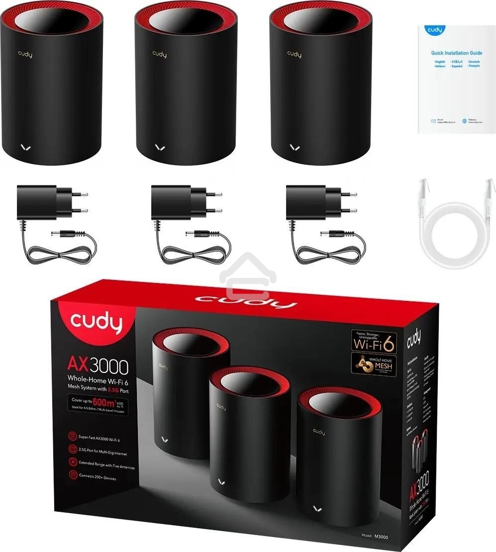 Wi-Fi Mesh-система/ AX3000 Wi-Fi 6 Mesh 2.5G Solution 3-Pack, Dual-Band, Chipset MT7981BA+MT7976CN+RTL8221B, 802.11ax/ac/a/b/g/n, 2402Mbps at 5GHz + 574Mbps at 2.4GHz, 2.5G WAN+GE LAN, 5 internal antennas, MU-MIMO, DDNS, Zerotier/Wireguard/OpenVPN/IPSec/L