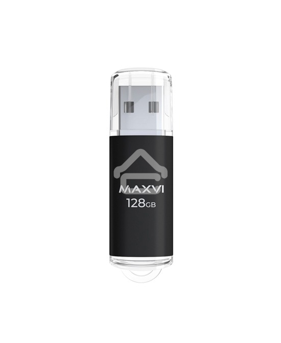 Флешка USB R/W Maxvi MP 128GB USB 2.0 black, монолит с колпачком, металл + ABS пластик