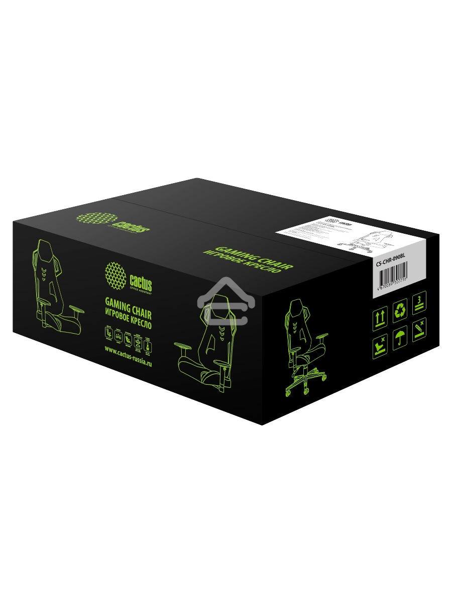 Кресло игровое Cactus CS-CHR-090BL черный, сиденье черный, эко.кожа, крестовина пластик, пластик черный
