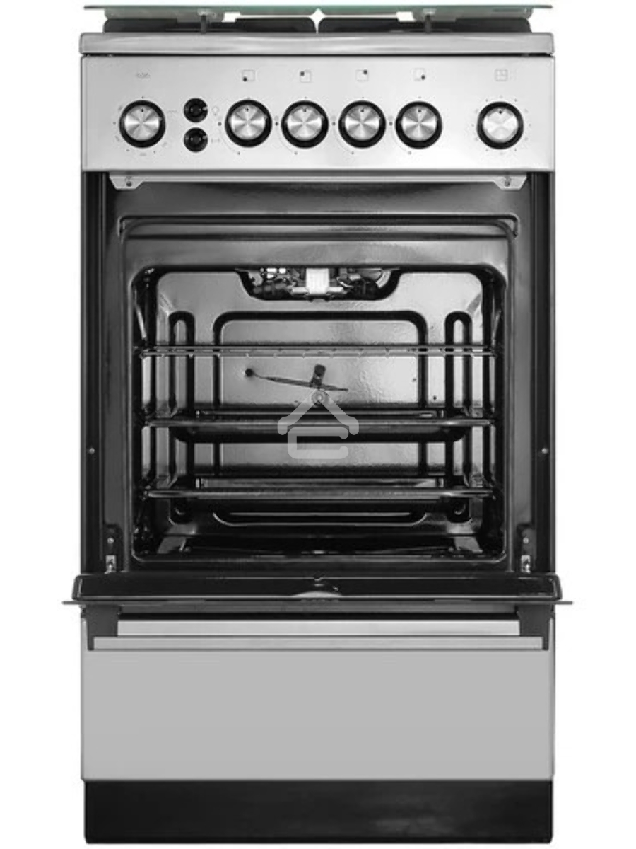Плита газовая De Luxe 5040.40Г (кр) ЧР-010 серебристый, конфорок 4 шт, духовка 46 л, 50 см x 85 см x 50 см