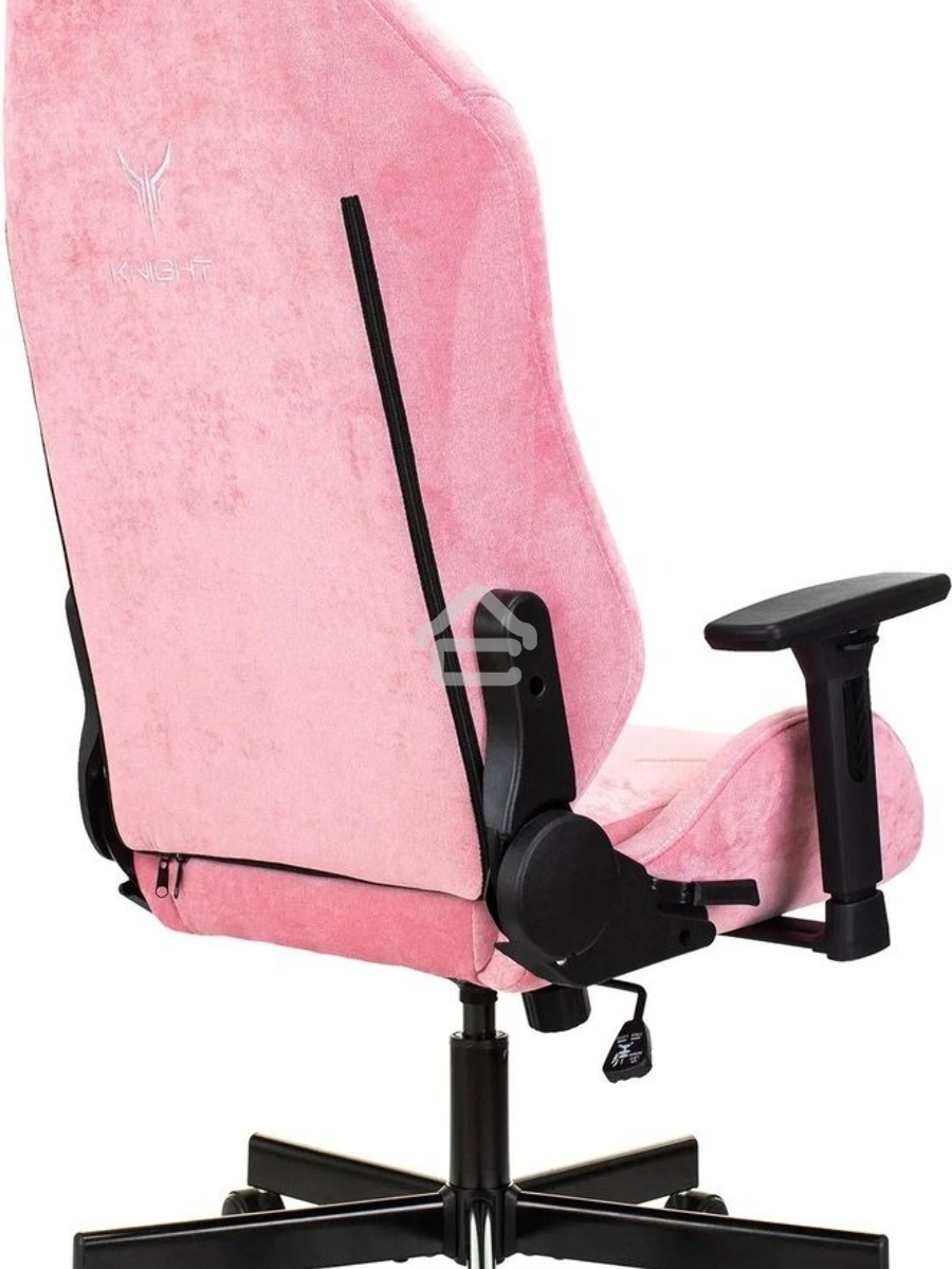 Кресло игровое Knight N1 Fabric розовый Velvet 36 с подголов. крестовина металл