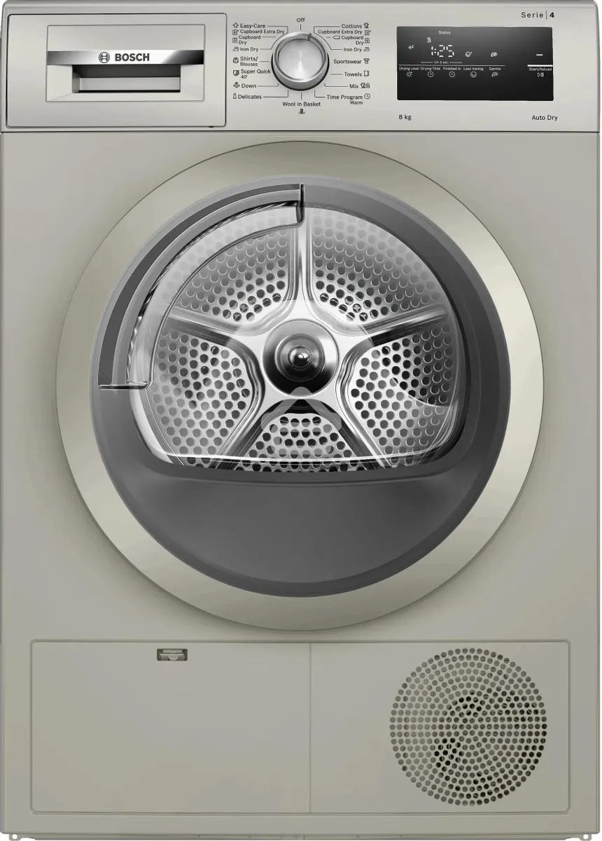 Сушильная машина Bosch WTN86202ME серый, 8 кг, сушка - конденсационная, программ - 13, 59.8 x 84.2 x 61.3 см