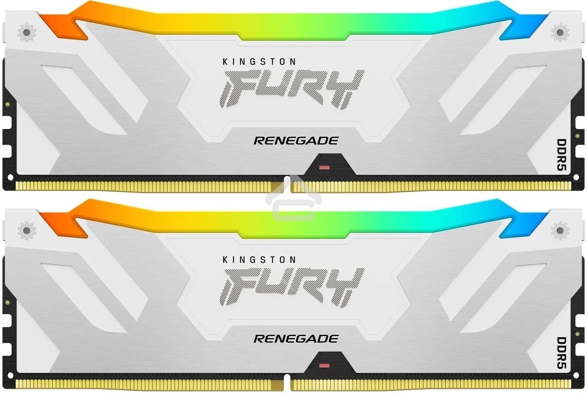 Оперативная память Kingston Fury Renegade, DDR5, 32Gb (2x16Gb), 6400MHz, CL32, DIMM, радиатор, RGB, белый