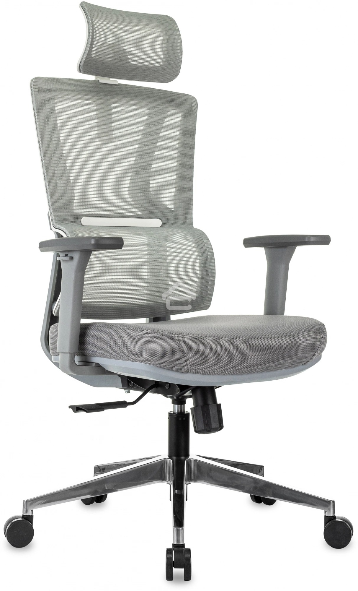 Кресло руководителя Бюрократ MC-G715N-H серый, сетка/ткань, с подголов. крестов. алюминий, пластик серый