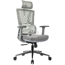 Кресло руководителя Бюрократ MC-G715N-H серый, сетка/ткань, с подголов. крестов. алюминий, пластик серый