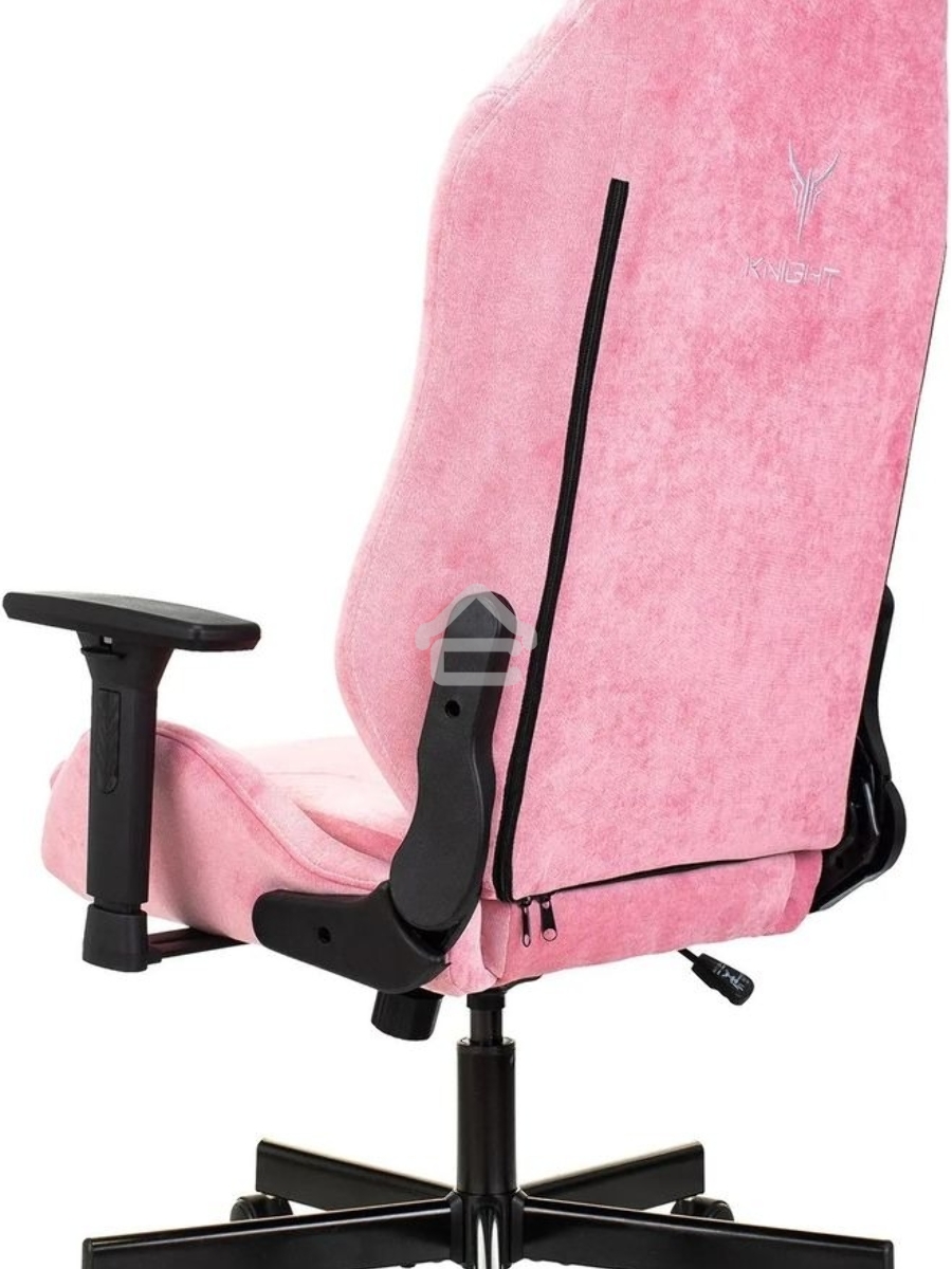 Кресло игровое Knight N1 Fabric розовый Velvet 36 с подголов. крестовина металл