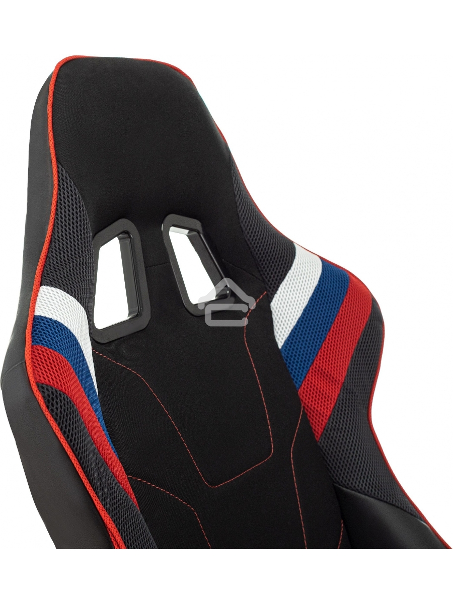 Кресло игровое Бюрократ VIKING 4 AERO RUS белый/синий/красный/черный, искусст. кожа/ткань, две подушки