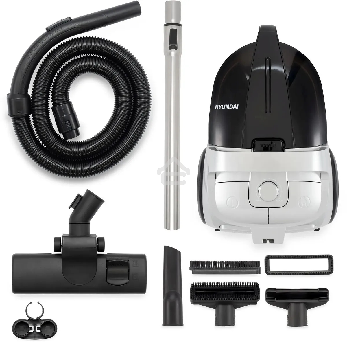 Пылесос Hyundai HYV-C2650 черный/серебристый, 380/2200 Вт, уборка сухая, пылесборник контейнер 3.5 л