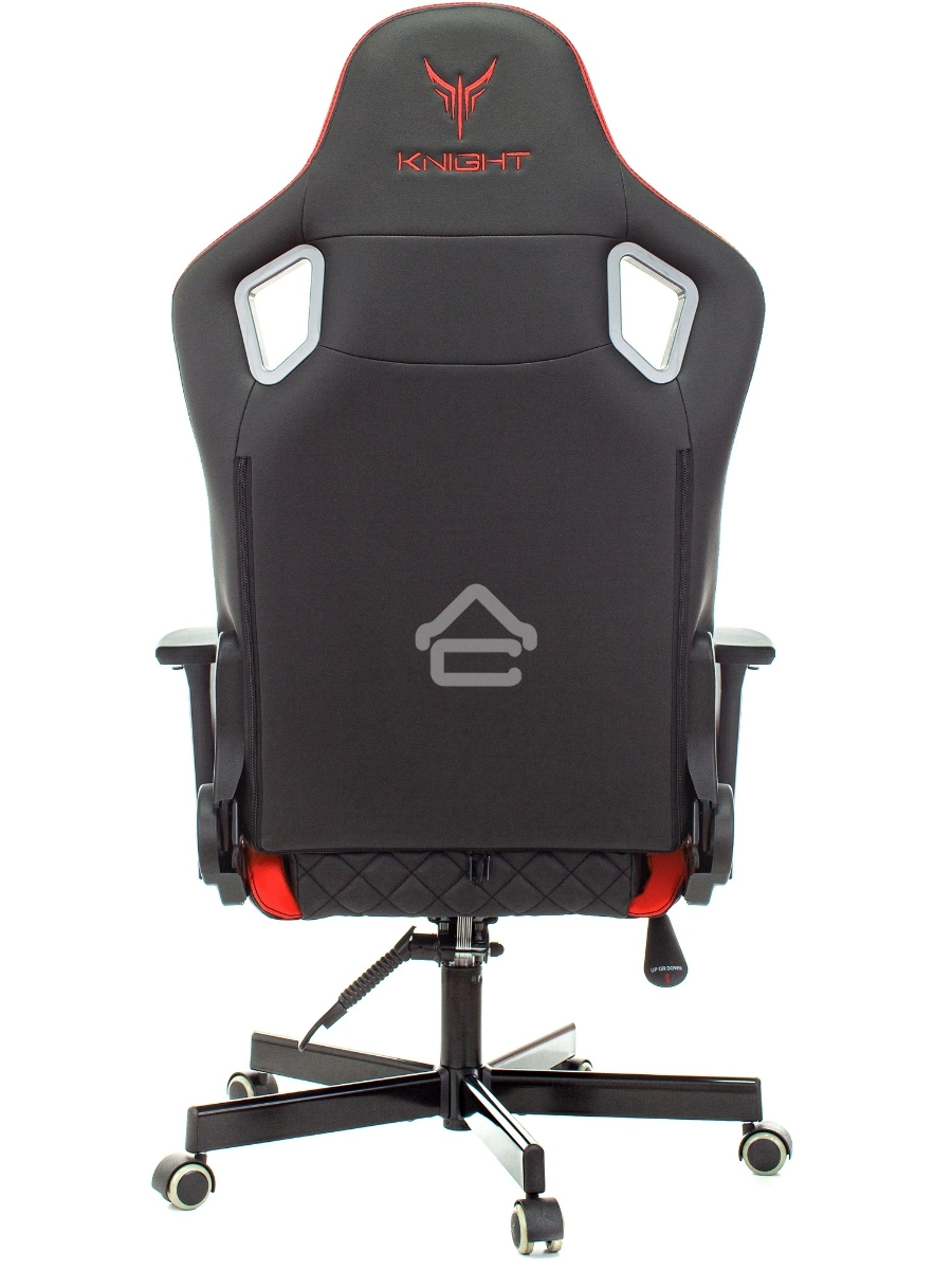Кресло игровое Knight OUTRIDER черный/красный ромбик эко.кожа с подголов. крестовина металл