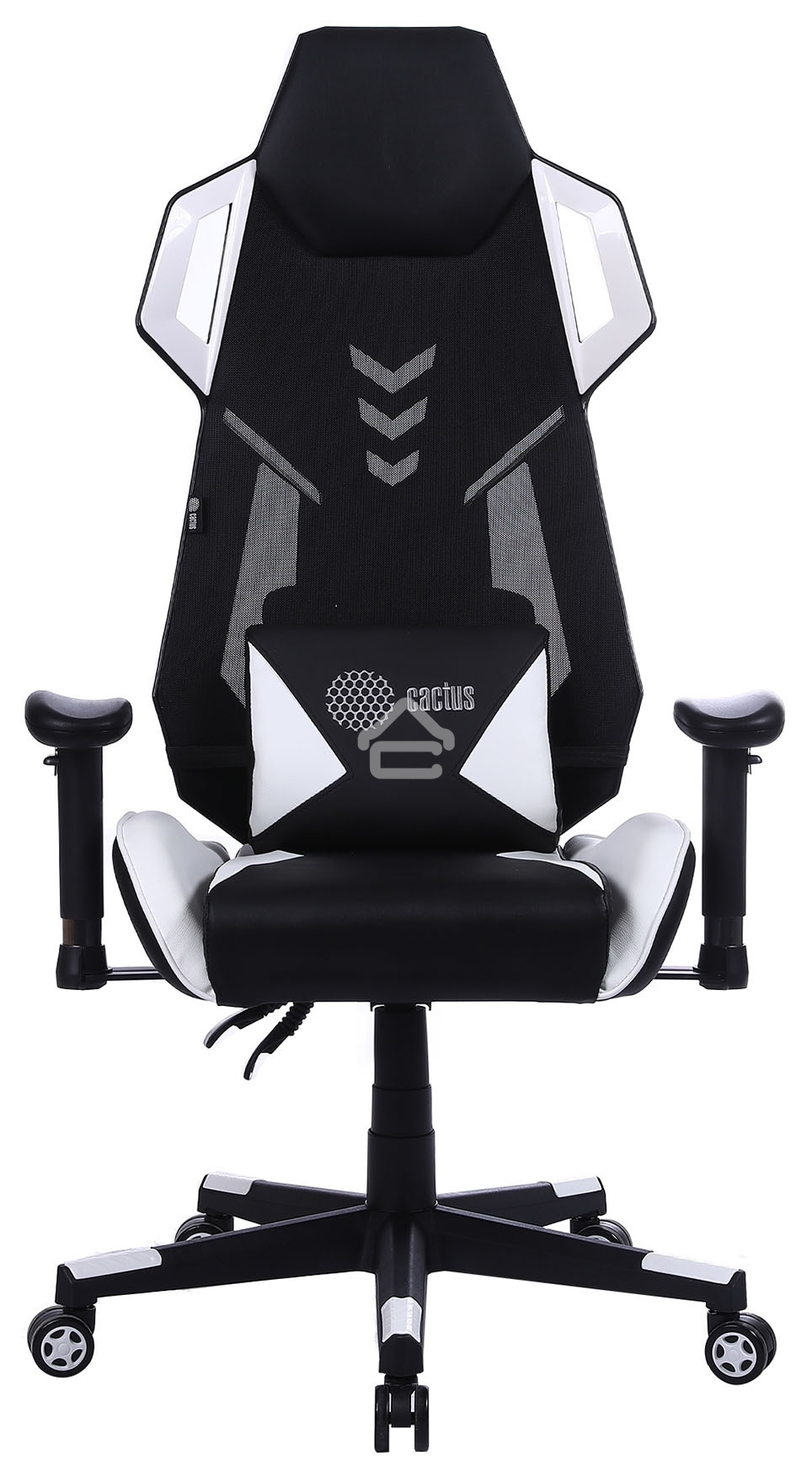 Кресло игровое Cactus CS-CHR-090BLW черный/белый, сиденье черный/белый, эко.кожа, крестовина пластик, пластик черный/белый