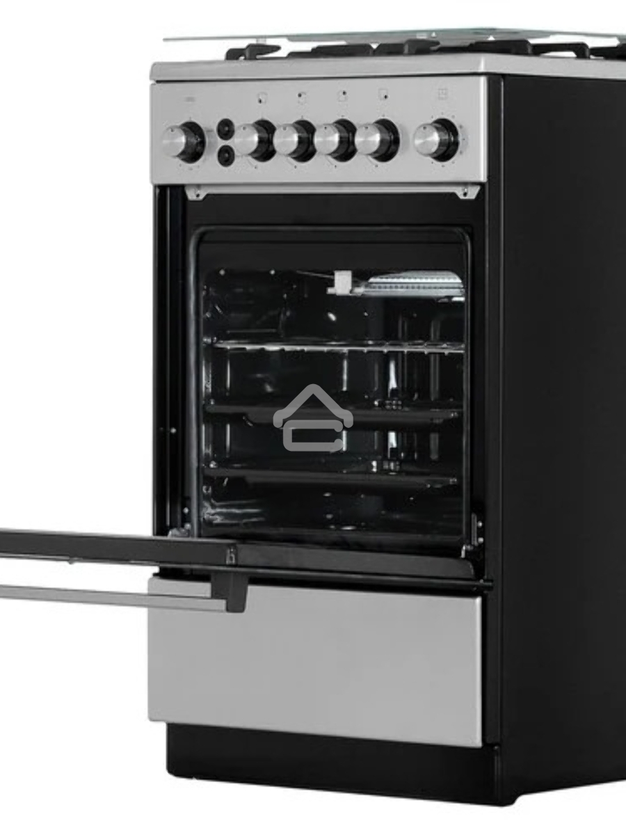Плита газовая De Luxe 5040.40Г (кр) ЧР-010 серебристый, конфорок 4 шт, духовка 46 л, 50 см x 85 см x 50 см