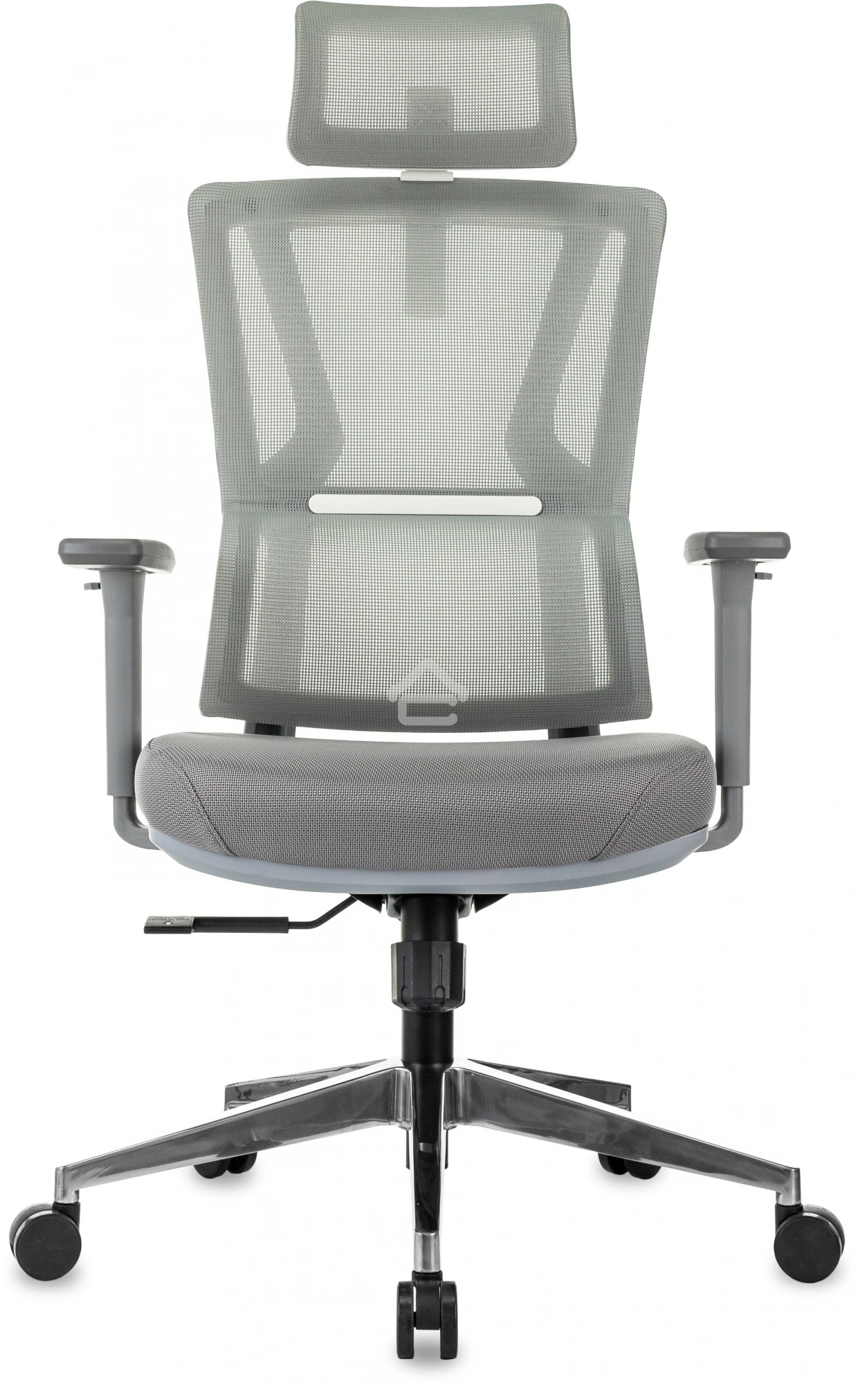 Кресло руководителя Бюрократ MC-G715N-H серый, сетка/ткань, с подголов. крестов. алюминий, пластик серый
