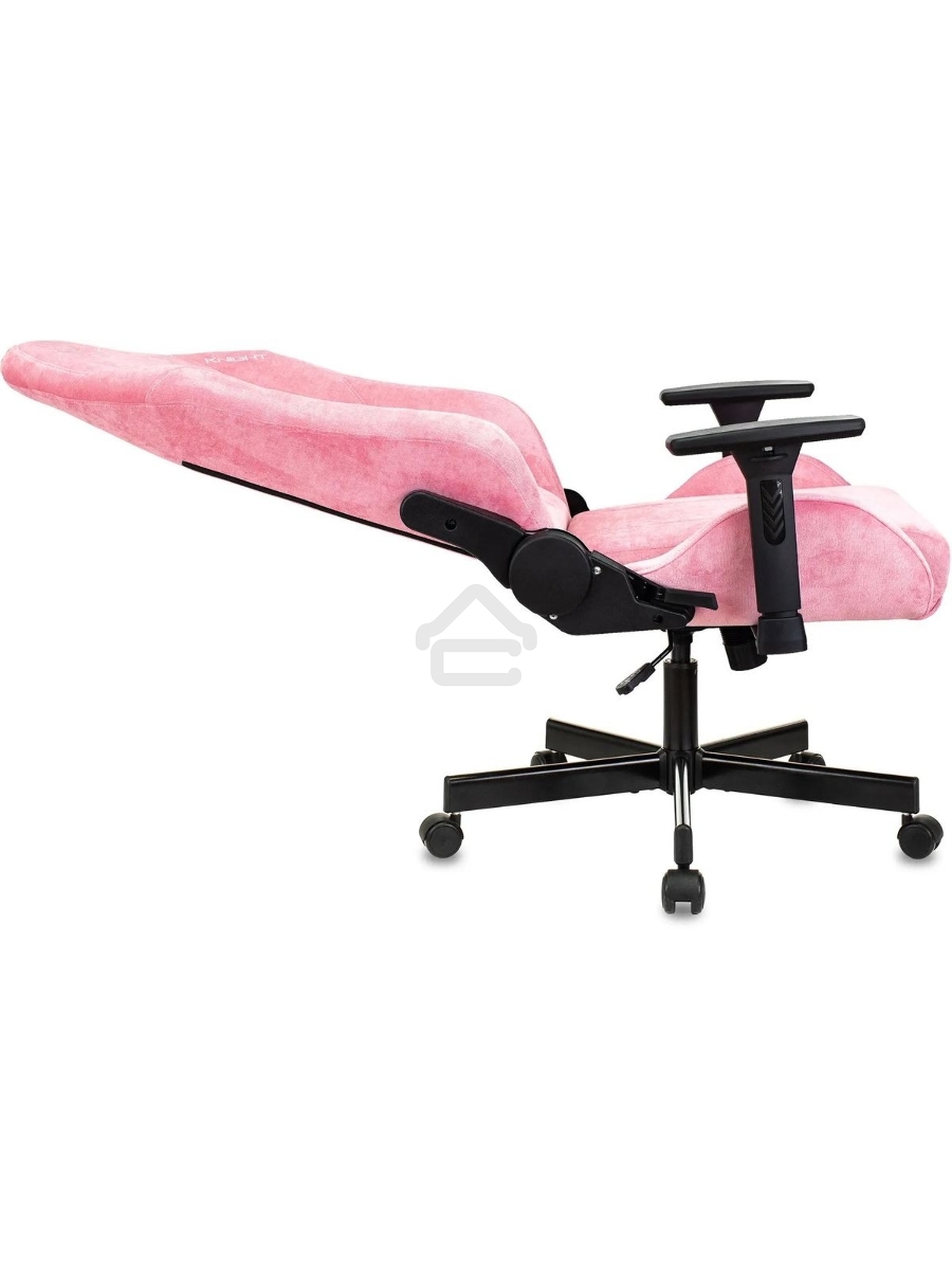 Кресло игровое Knight N1 Fabric розовый Velvet 36 с подголов. крестовина металл