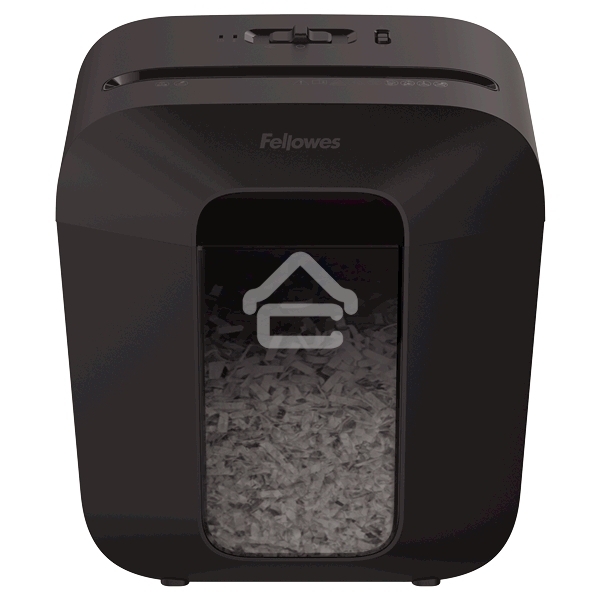 Шредер Fellowes PowerShred LX25 черный (секр.P-4)/перекрестный/6лист./11.5лтр./скрепки/скобы/пл.карты