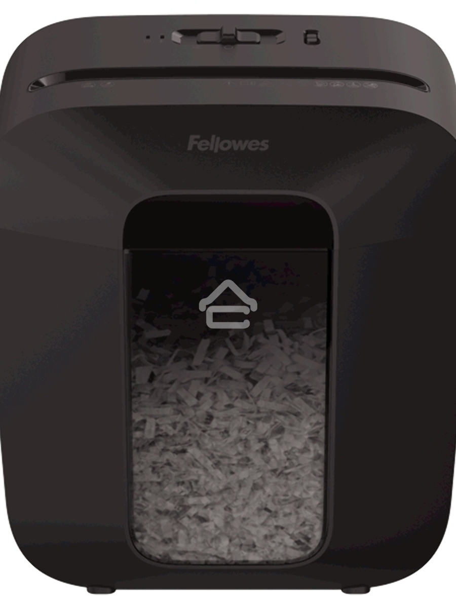 Шредер Fellowes PowerShred LX25 черный (секр.P-4)/перекрестный/6лист./11.5лтр./скрепки/скобы/пл.карты