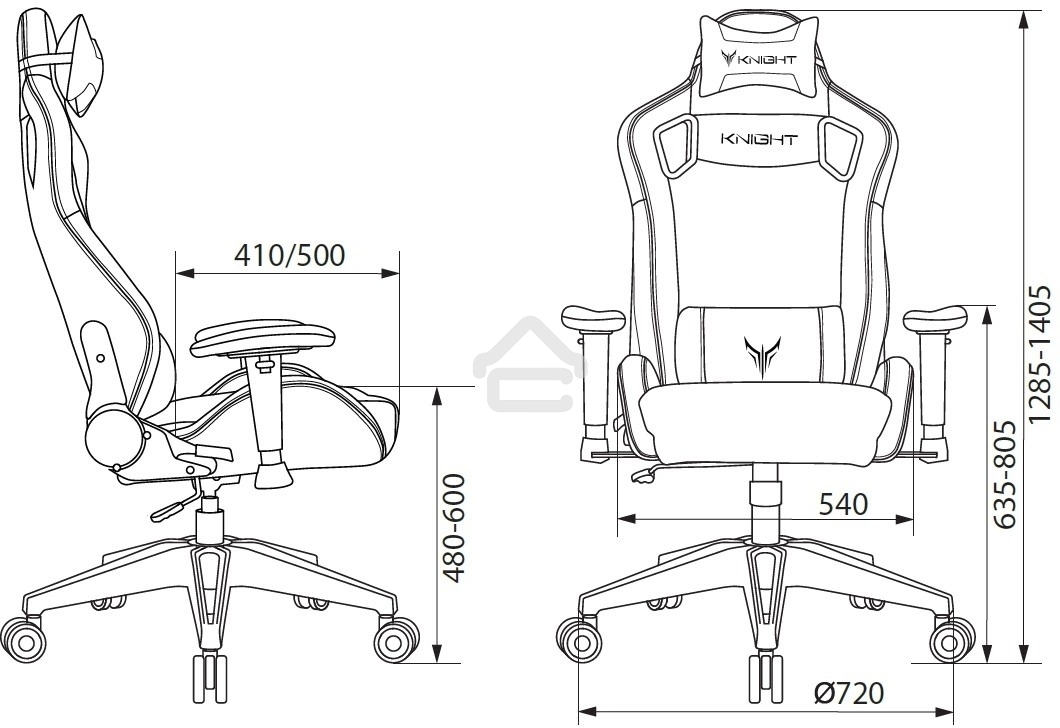 Кресло игровое Knight Outrid Smile черный эко.кожа крестов. пластик