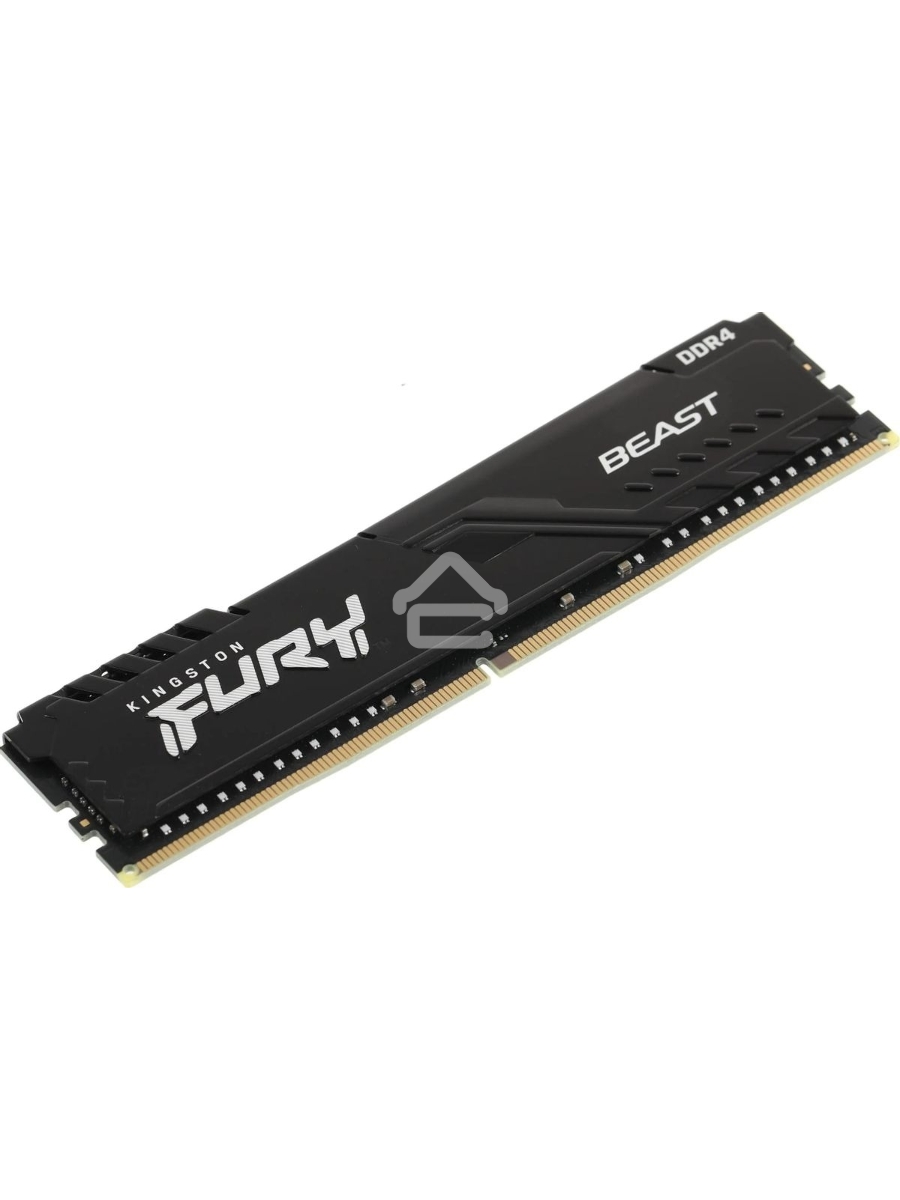 Оперативная память Kingston Fury Beast, DDR4, 16GB (1x16GB), 3200MHz, CL16, DIMM, с радиатором, чёрный