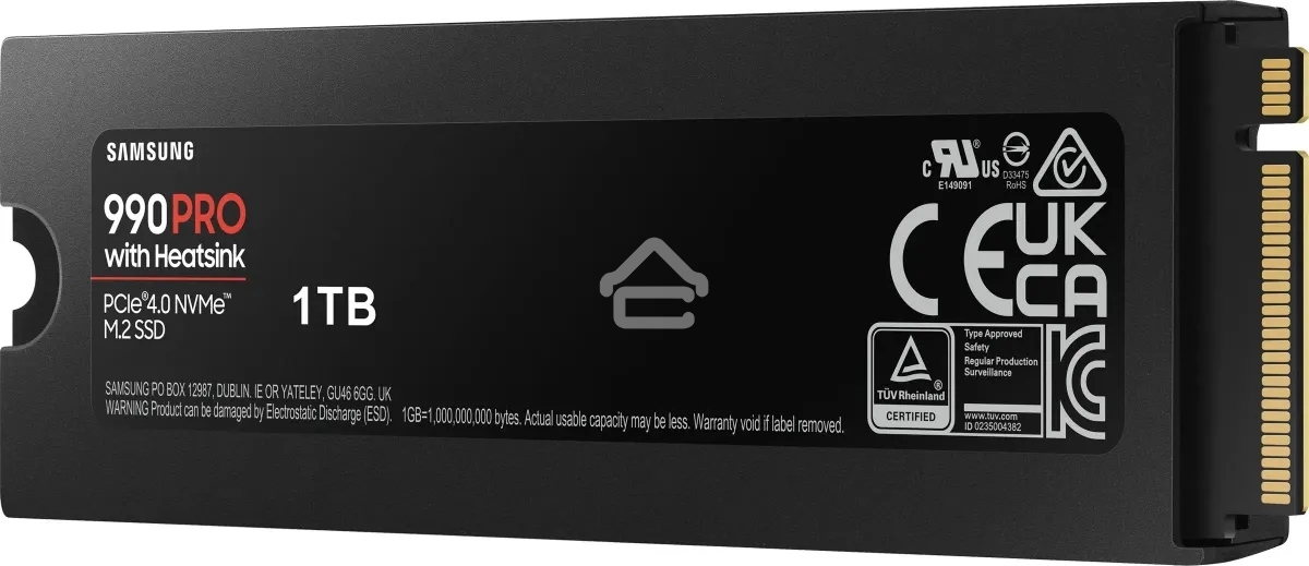 Накопитель SSD Samsung 990 PRO, 1000Gb, PCIe 4.0 x4, M.2 2280, NVMe, R/W 7450/6900, с радиатором