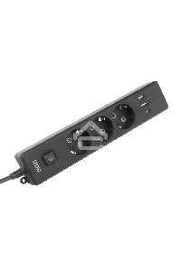 Бытовой удлинитель PowerCube, 3р с/з вык.,3USB, 3500 Вт, 16А, 1.9 м, 3*1,0 (черный) PC-6B-2M