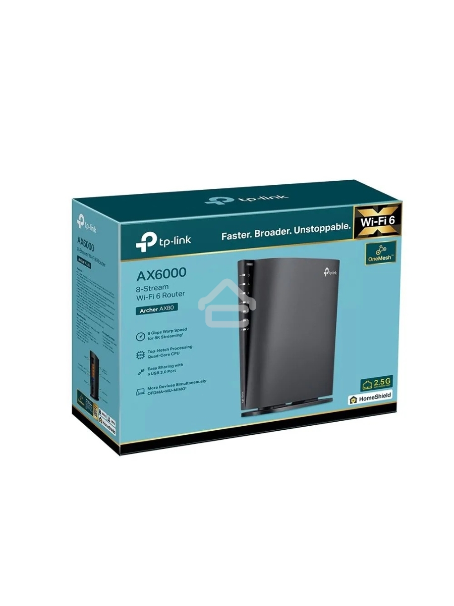 Двухдиапазонный роутер Wi-Fi 6 TP-Link Archer AX80 AX6000 с портом 2,5 Гбит/с