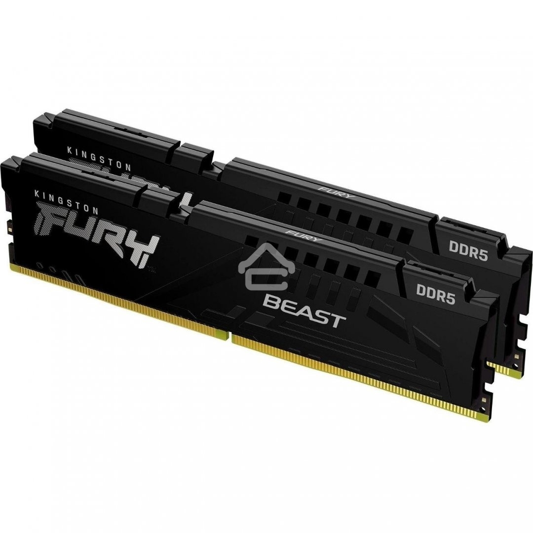 Оперативная память Kingston Fury Beast, DDR5, 64Gb (2x32Gb), 6000MHz, CL36, DIMM, с радиатором, черный