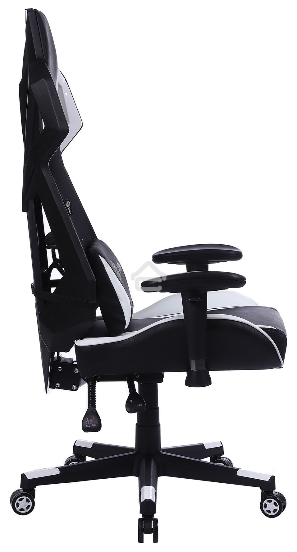 Кресло игровое Cactus CS-CHR-090BLW черный/белый, сиденье черный/белый, эко.кожа, крестовина пластик, пластик черный/белый