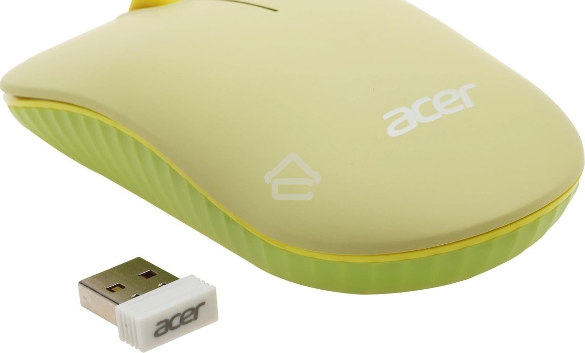 Клавиатура + мышь Acer OCC205 беспроводной USB, 1200 dpi, зеленый/желтый