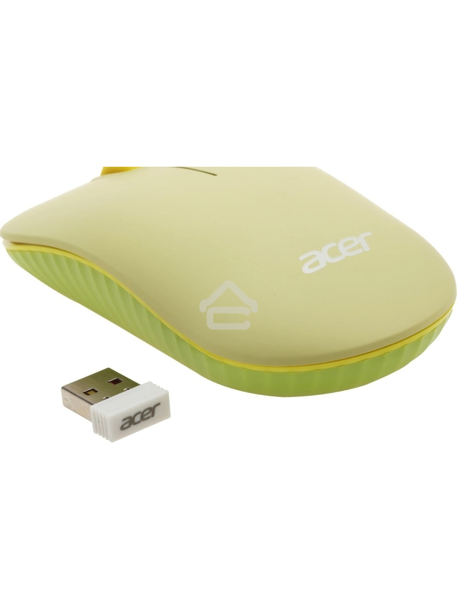 Клавиатура + мышь Acer OCC205 беспроводной USB, 1200 dpi, зеленый/желтый