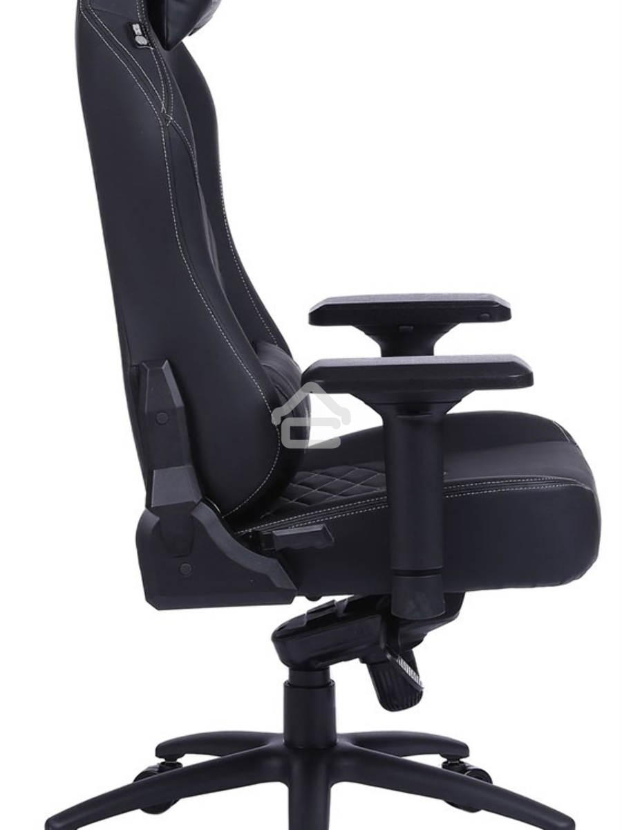 Кресло игровое Cactus CS-CHR-0112BL черный, сиденье черный, эко.кожа, с подголов. крестовина металл, пластик черный
