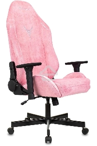 Кресло игровое Knight N1 Fabric розовый Velvet 36 с подголов. крестовина металл