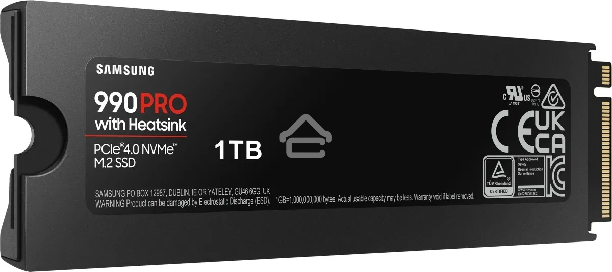Накопитель SSD Samsung 990 PRO, 1000Gb, PCIe 4.0 x4, M.2 2280, NVMe, R/W 7450/6900, с радиатором