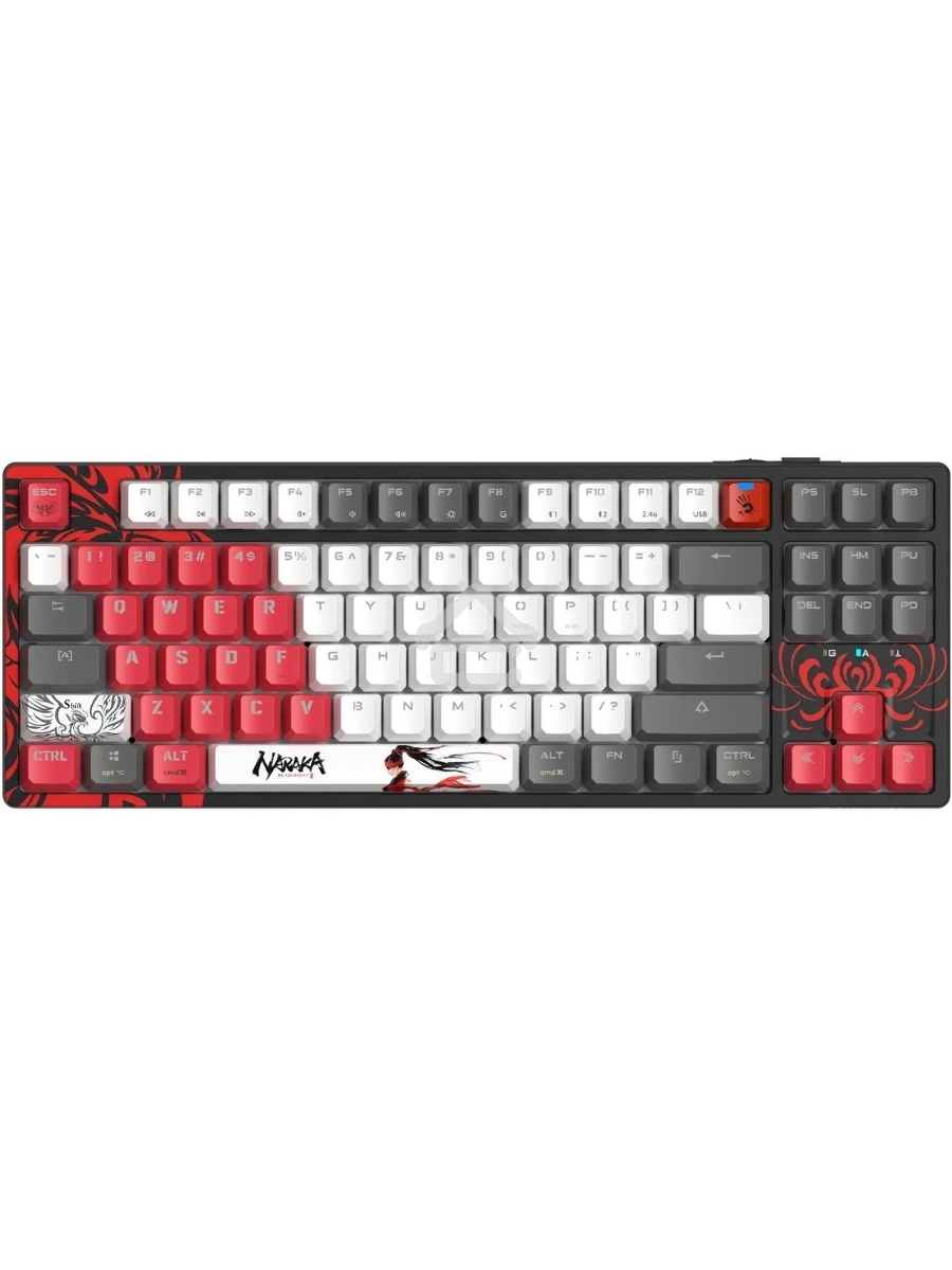 Клавиатура A4Tech Bloody WS87 Naraka беспроводная USB, Bluetooth/Радиоканал черный/красный
