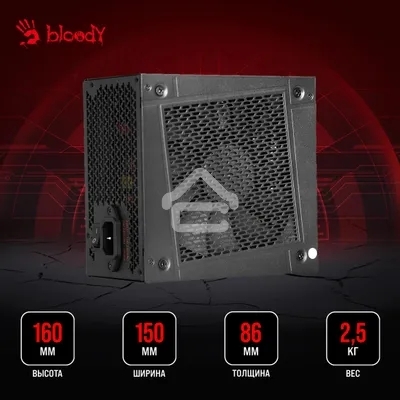 Блок питания Bloody BD-PS1000G, 1000Вт, 80 PLUS Gold, 140мм, модульный, черный