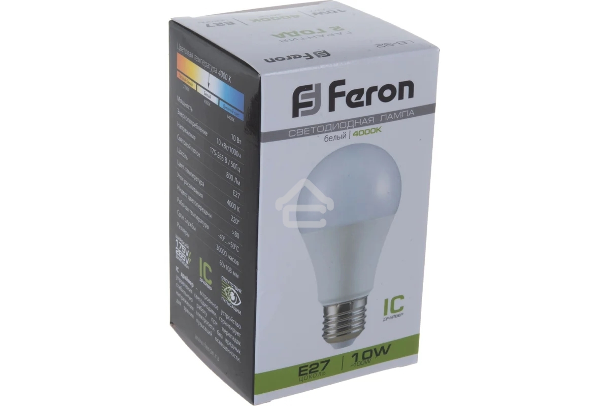 Лампа светодиодная Feron LB-92 10W 230V E27 4000K A60