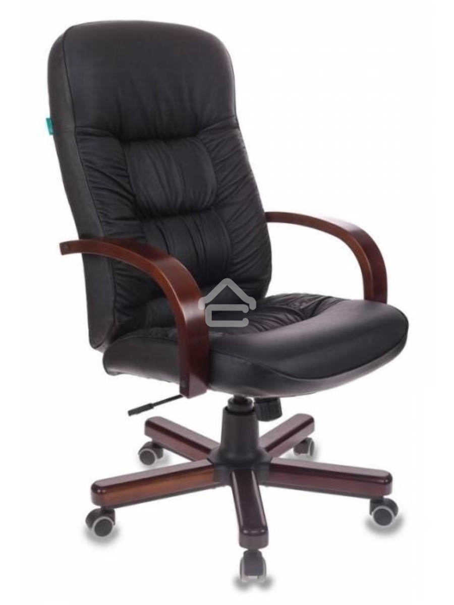 Кресло руководителя Бюрократ T-9908/WALNUT черный, кожа, крестовина металл