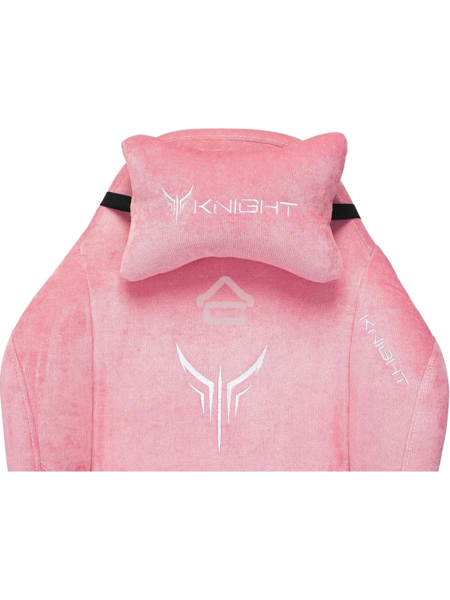 Кресло игровое Knight N1 Fabric розовый Velvet 36 с подголов. крестовина металл
