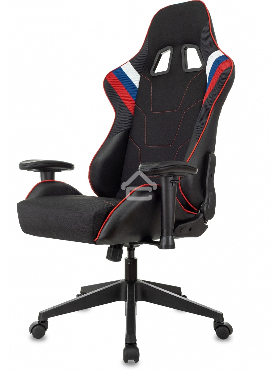 Кресло игровое Бюрократ VIKING 4 AERO RUS белый/синий/красный/черный, искусст. кожа/ткань, две подушки