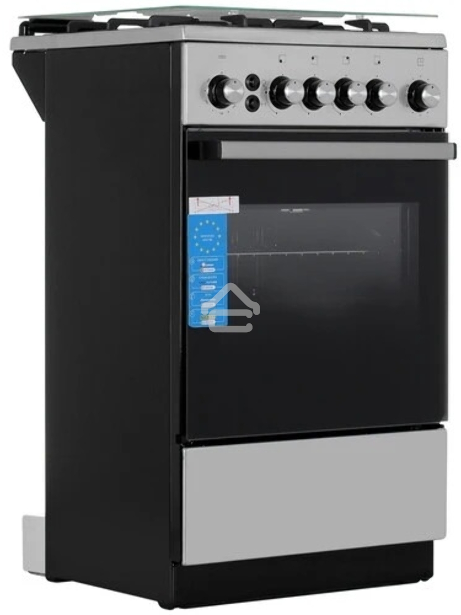 Плита газовая De Luxe 5040.40Г (кр) ЧР-010 серебристый, конфорок 4 шт, духовка 46 л, 50 см x 85 см x 50 см