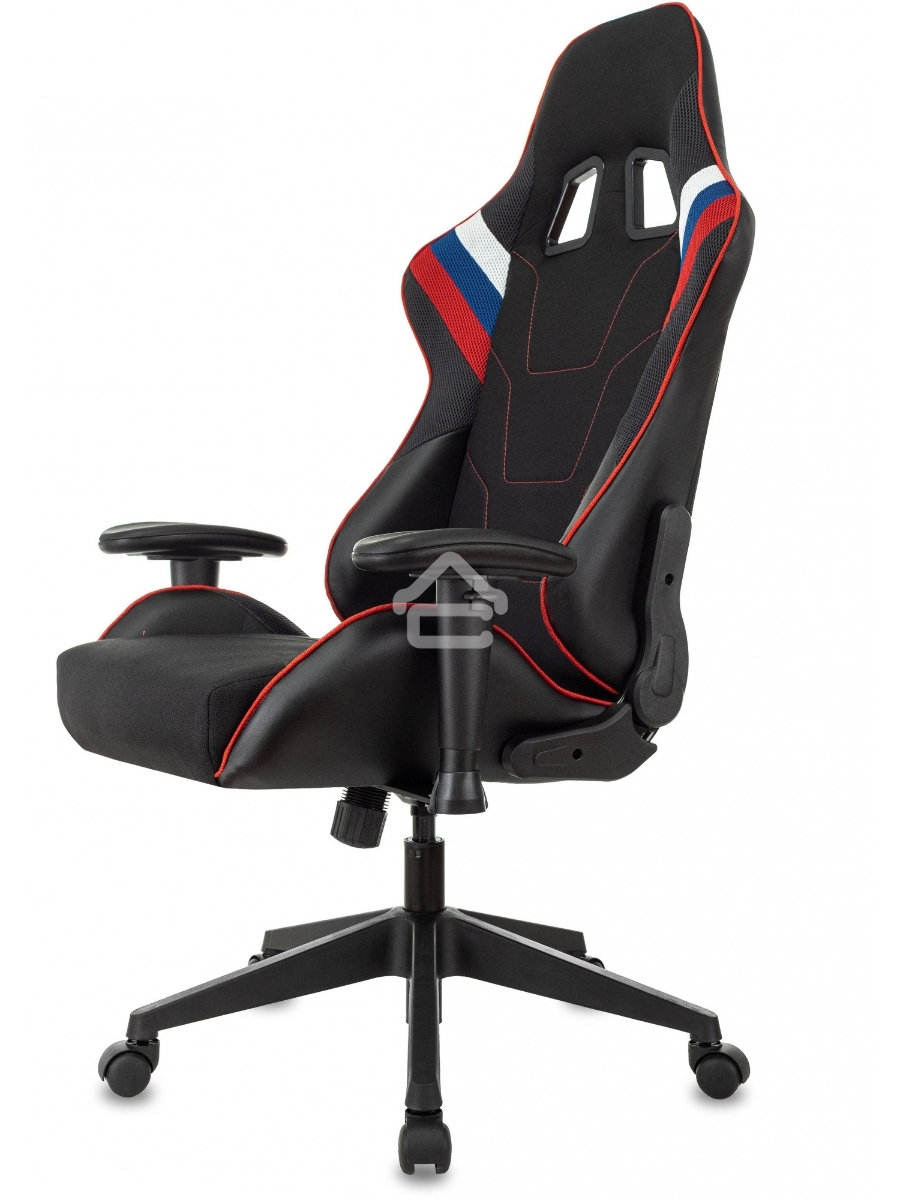 Кресло игровое Бюрократ VIKING 4 AERO RUS белый/синий/красный/черный, искусст. кожа/ткань, две подушки