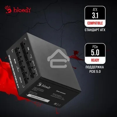 Блок питания Bloody BD-PS1000G, 1000Вт, 80 PLUS Gold, 140мм, модульный, черный