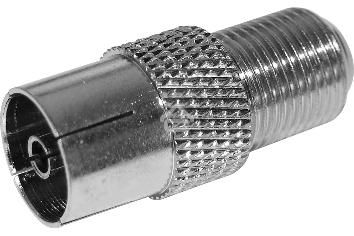 Переход гнездо F-гнездо TV. Коаксиальный переходник F на TV гнездо, никелированный сплав меди