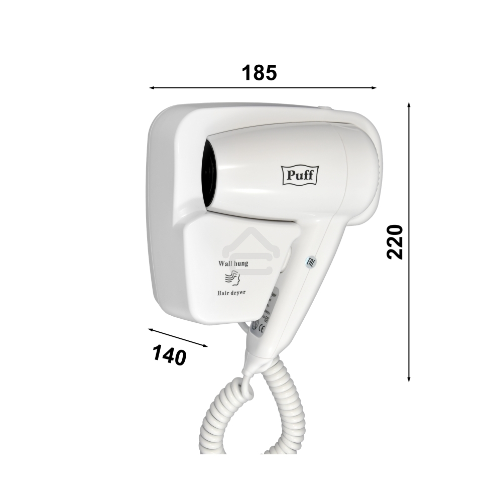 Фен для волос Puff-1200 1405.001 1.2кВт белый