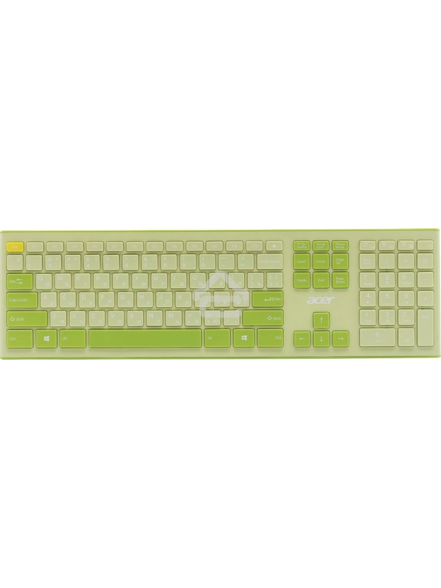 Клавиатура + мышь Acer OCC205 беспроводной USB, 1200 dpi, зеленый/желтый