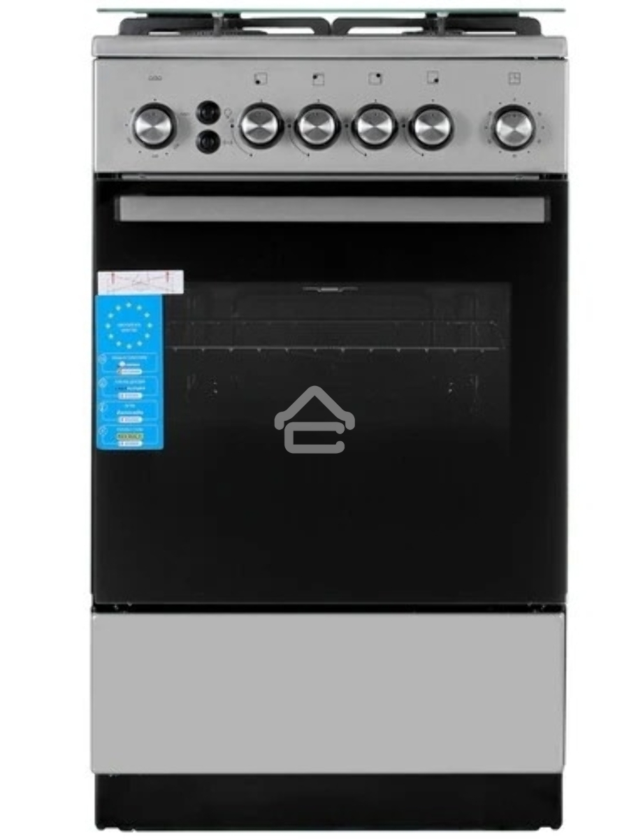Плита газовая De Luxe 5040.40Г (кр) ЧР-010 серебристый, конфорок 4 шт, духовка 46 л, 50 см x 85 см x 50 см