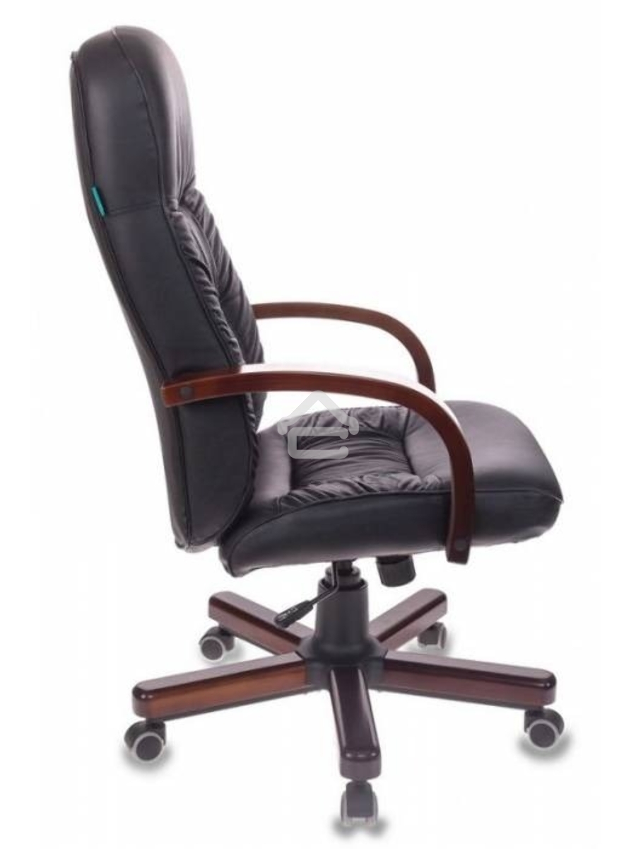 Кресло руководителя Бюрократ T-9908/WALNUT черный, кожа, крестовина металл