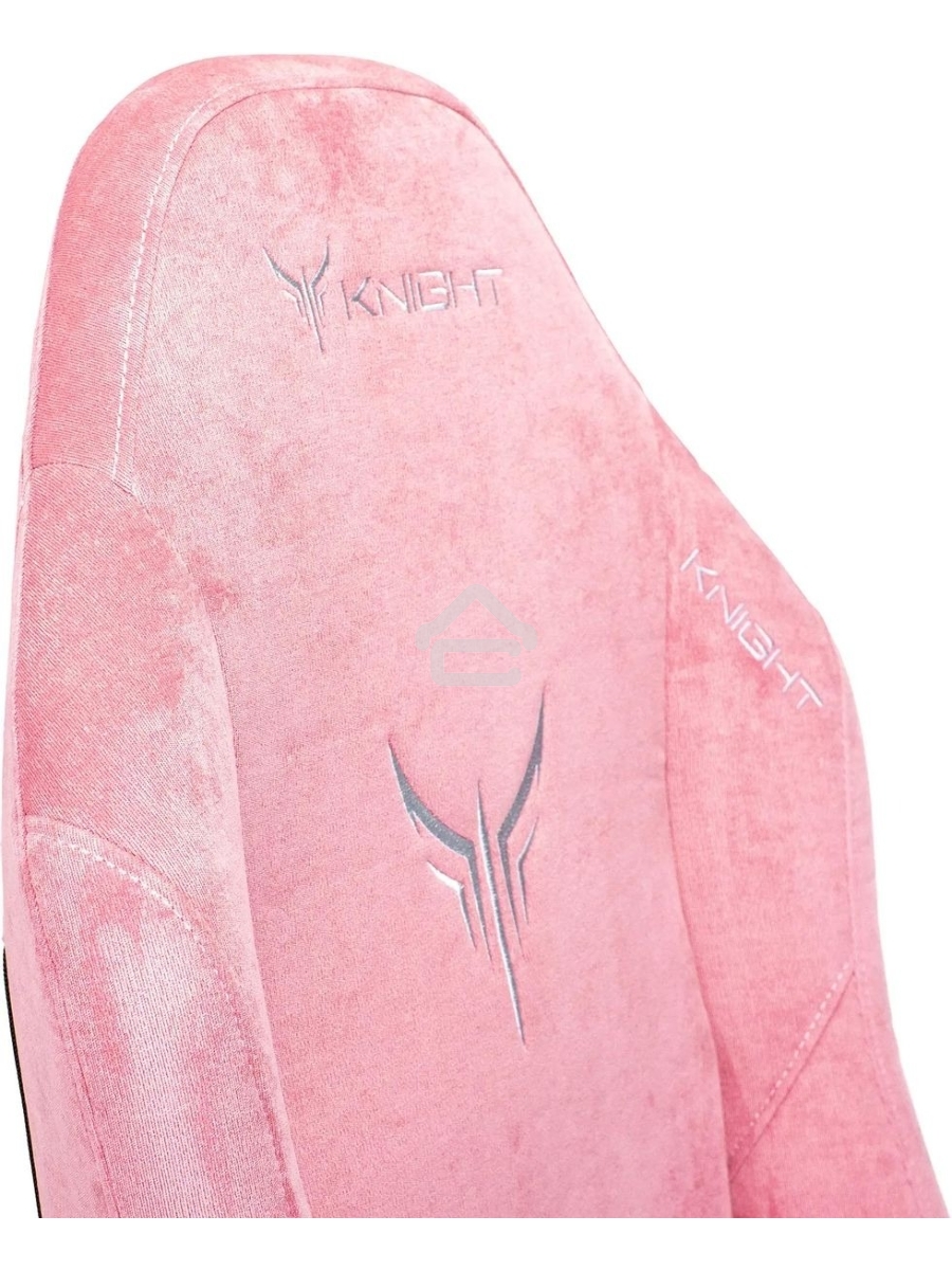 Кресло игровое Knight N1 Fabric розовый Velvet 36 с подголов. крестовина металл