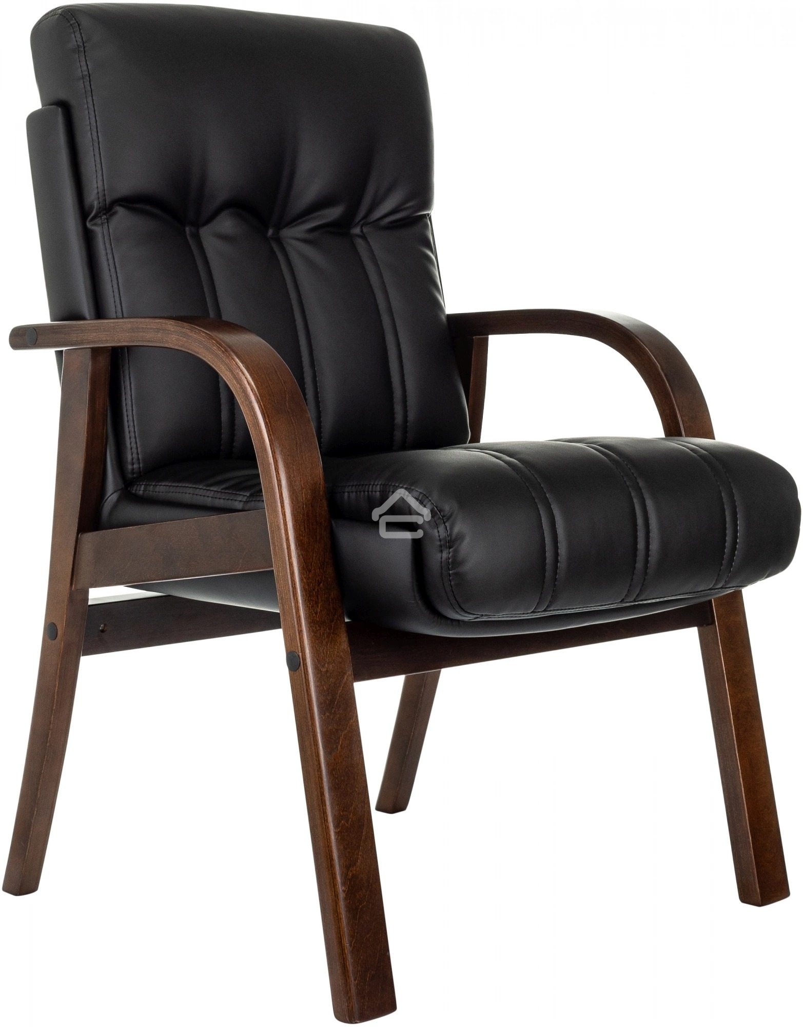 Кресло офисное Бюрократ T-9932W-CF-Eco черный, эко.кожа, на ножках, дерево