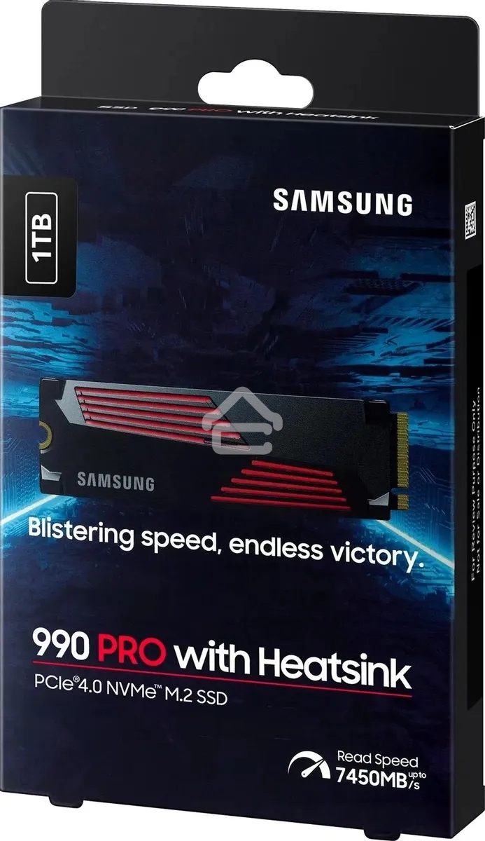 Накопитель SSD Samsung 990 PRO, 1000Gb, PCIe 4.0 x4, M.2 2280, NVMe, R/W 7450/6900, с радиатором