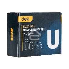 Набор скоб для степлера (Тип U) Deli DL238012 (12 х 6,3 х 1,2мм x 2000 шт) нержавеющая сталь.